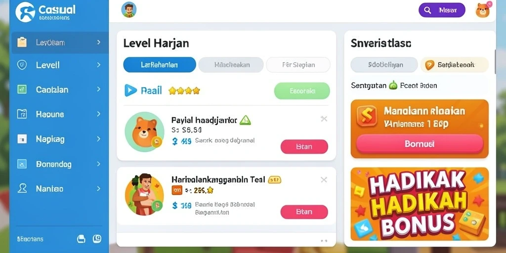 Tampilan menarik dengan banyak pilihan karakter.
