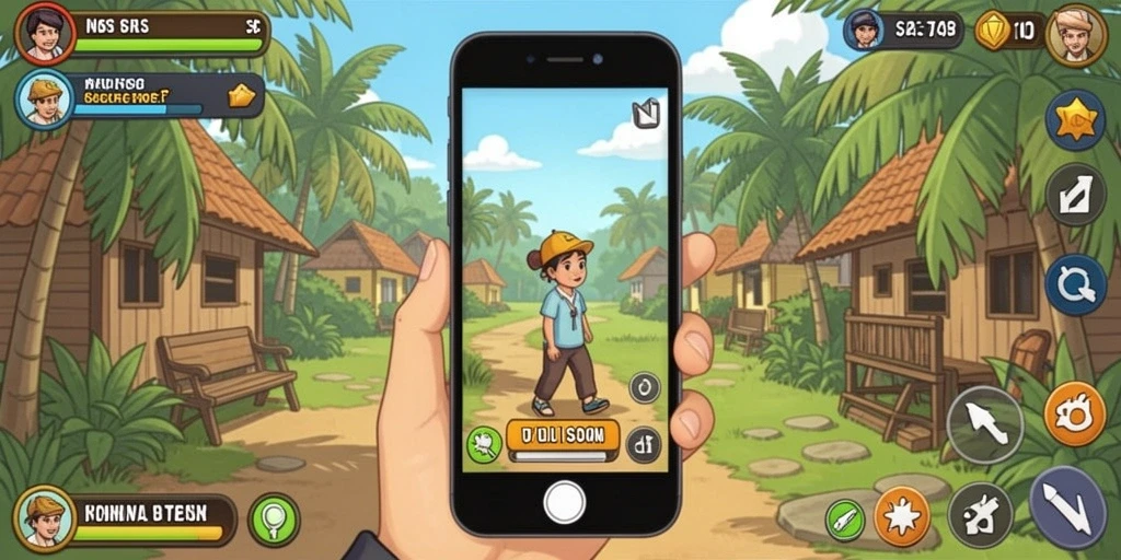 Tampilan karakter yang dinamis dengan efek visual menarik.